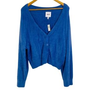NWT Aerie Cropped Cardigan Sweater Women's XL Eyelash Knit Button Lightweight